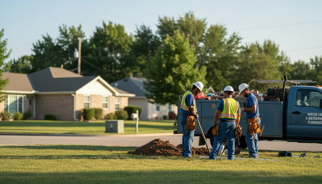 Residential water line and bathroom plumbing service in Lansing, KS